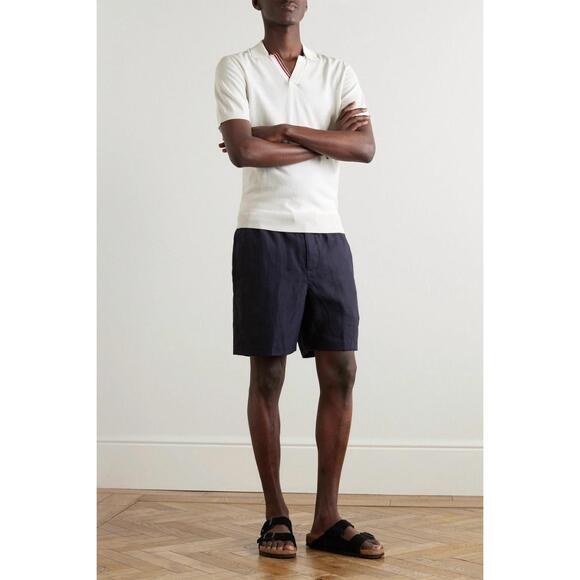 NEW ORLEBAR BROWN horton stripe cotton polo shirt - plus in white sand - Picture 2 of 6